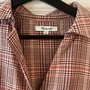 Madewell Salmon Plaid Short-Sleeve Top